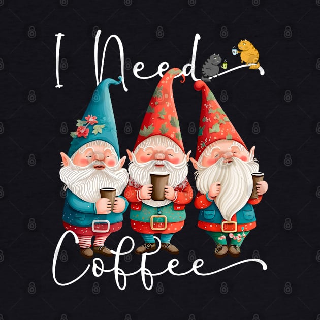 I Need Coffee Funny Coffee & Gnome Lovers Floral Easter by Ai Wanderer